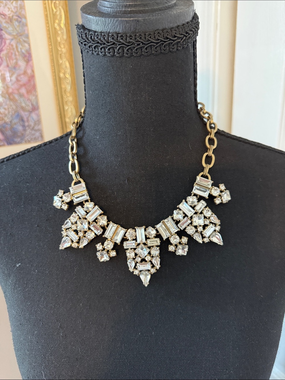 J. Crew Gold-Tone Clear Crystal Cluster Necklace